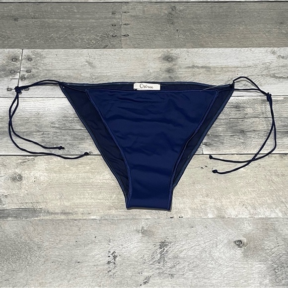 OSÉREE Side Tie Stretch Recycled Polyamide Blend Bikini Bottoms - Blue Sz-M - Picture 4 of 9